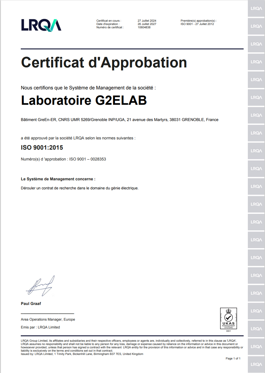 Certification ISO 9001 G2Elab 24-27